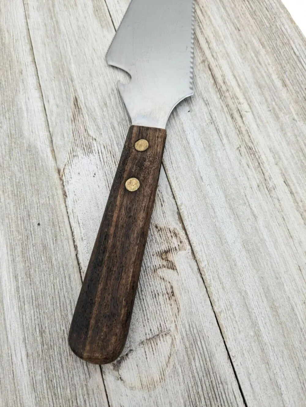Stainless Steel Cake Pie Spatula Server Bottle Opener Cutter Slicer Japan Wood